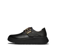 Fitflop Femme F-Mode Stitch Tumbled-Leather Monk Strap Shoes Mocassin à Sangles, Noir, 39 EU