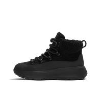 Fitflop Femme F-Mode Teddy-Collar Warm Suede Lace-up Booties Bottine, Tout Noir, 36 EU