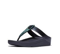 Fitflop Femme Fino Crystal Detail Metallic Toe-Post Sandals, Bleu Marine irisé, 40 EU