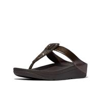 Fitflop Femme Fino Crystal Detail Metallic Toe-Post Sandals, Marron Chocolat métallisé, 41 EU