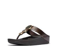 Fitflop Femme Halo Bead-Circle Metallic Toe-Post Sandals, Marron Chocolat métallisé, 41 EU