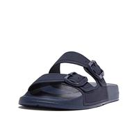 Fitflop Femme Iqushion Two-Bar Buckle Slides Sandale Plate, Bleu Marine, 41 EU