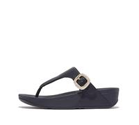 Fitflop Femme Lulu Crystal-Buckle Leather Toe-Post Sandals, Bleu Marine, 38.5 EU