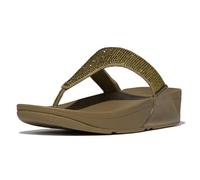 Fitflop Femme Lulu Crystal Embellished Toe-Post Sandals, Metallic Camo Green, 39 EU