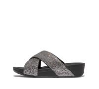 Fitflop Femme Lulu Glitterball Cross Slides Sandale, Argenté, 39 EU