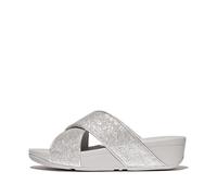 Fitflop Femme Lulu Glitterdust Cross Slides Sandale, Argenté, 41 EU