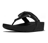 Fitflop Femme Lulu Glitz-Bow Leather Toe-Post Sandals, Tout Noir, 36 EU