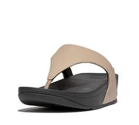 Fitflop Tongs Lulu en cuir pour femme, confortables avec soutien naturel de la voûte plantaire, Beige/café, 42 EU