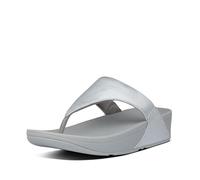 Fitflop Femme Lulu Leather Toepost Sandale Plate, Argenté, 41 EU