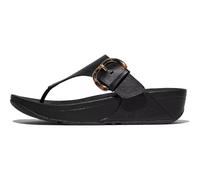 Fitflop Femme Lulu Resin-Buckle Leather Toe-Post Sandals, Noir, 39 EU