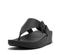 Fitflop Femme Lulu String en Cuir Brut avec Boucle recouverte Sandale, Noir, 39 EU