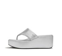Fitflop Femme Platfforms Wedge Toe-Post Sandals, Argenté, 43 EU Étroit