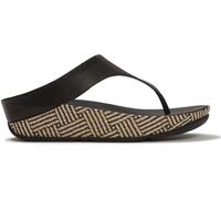 FitFlop FitFlop Black Lulu Lux Graphic Weave Leather Toe-Post Sandals