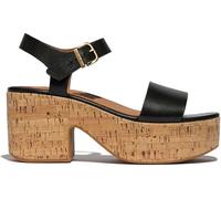 FitFlop FitFlop Black Platfforms Leather Cork Heeled Ankle Strap Sandals
