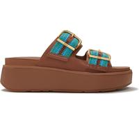 FitFlop FitFlop Brown Gen-FF Max Buckle Stripe Webbing Two Bar Slides