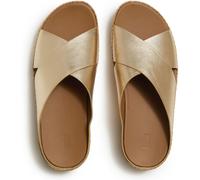 FitFlop FitFlop Silver Lulu Lux Graphic Weave Leather Cross Slides