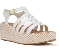 FitFlop FitFlop White Platfforms Graphic Weave Leather Fisherman Sandals