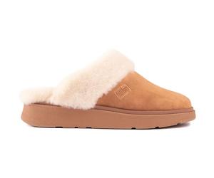 Fitflop Gen-ff Pantoufles en daim à col en peau de mouton pour femme, Beige sable, 36 EU