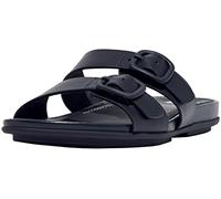 Fitflop Gracie Sandales à enfiler en cuir à deux barres avec boucle en caoutchouc pour femme, Bleu marine minuit 03, 36 EU