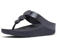 FitFlop Halo Sandales compensées pour femme avec cercle de perles métallisées, Bleu marine métallisé Midnight, 36 EU