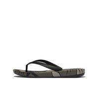 Fitflop Homme Iqushion Mens Leaf-Print Ergonomic Flip-Flops Tongues, Noir, 47 EU
