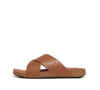 Fitflop Men's Iqushion Leather Cross Slides Sandal, bronzage clair, 43 EU