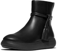 Fitflop Iq-comff Bottines courtes en cuir à pompons pour femme, tout noir, 41 EU