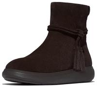 Fitflop Iq-comff Bottines courtes en daim à pompons pour femme, marron chocolat, 41 EU