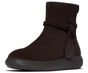 Fitflop iQ-COMFF Bottines courtes en daim avec pompons pour femme, marron chocolat, 37 EU, marron chocolat, 37 EU