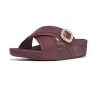 Fitflop Lulu Claquettes Croisées en Cuir Métallique avec Boucle en Cristal SandaleFemme