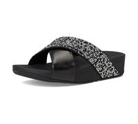 FitFlop Lulu Crystal-Mix Metallic Cross Sandales compensées pour femme, Noir , 38 EU