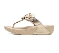 Fitflop Lulu Flower Toe Post PU Platino Sandales Femme, Platino, 39 EU
