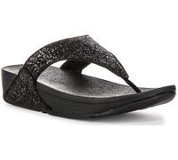 Fitflop Sandales femme Lulu Toe Post Glitter – semelle Microwobbleboard ergonomique – Noir 38 EU
