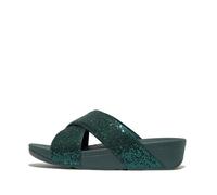 Fitflop LULU Glitterball Sandales croisées pour femme, bleu sarcelle foncé, pointure 36