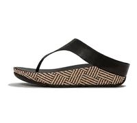 FitFlop Lulu Lux Sandales compensées sculpturales en cuir avec rembourrage microwobbleboard pour femme, Noir , 40 EU