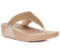 Fitflop Lulu Shimmerlux Toe Post Cristal Slide Sandale Femme En Lattee EU 36-42