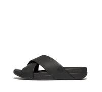 Fitflop Men's Surfer Tumbled-Leather Cross Slides Sandal, Noir, 7 UK Wide