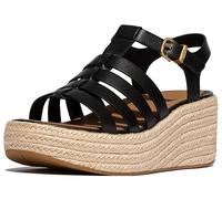 FitFlop Platfforms Espadrilles Sandales compensées en cuir pour femme, noir, 36 EU