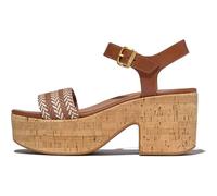 FitFlop Platfforms Sandales compensées à talon en liège/tissage en V pour femme, Bronzage profond, 43 EU