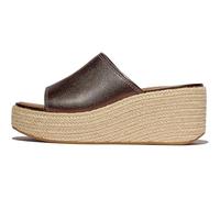 FitFlop Platfforms Sandales espadrilles compensées en cuir métallique pour femme, Marron chocolat métallisé, 43 EU