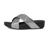 FitFlop Sandales compensées Lulu Glitterball Cross Slides pour femme, Argenté, 37 EU