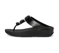 Fitflop Sandales Fino Beadie-Button Metallic Toe Post Sandales pour femme, noir métallique, 41 EU