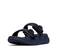 Fitflop Sandales plates à 2 barres pour femme Go Beadie-Button, bleu marine, 38 EU
