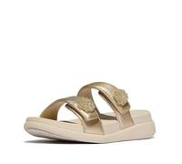 Fitflop Sandales plates à 2 barres pour femme Go Beadie-Button, Platino, 39 EU