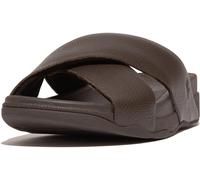 FitFlop Surfer Croix en Cuir pour Homme Sandale Glissante, Marron Chocolat, 44 EU