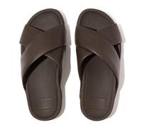 FitFlop Surfer Croix en Cuir pour Homme Sandale Glissante, Marron Chocolat, 44 EU