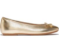 Fitflop Delicato Ballerines Plates en Cuir métallique Souple avec nœud pour Femme, Platino, 6 UK Narrow