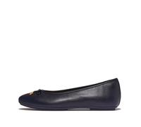 FitFlop Women's Delicato Bow Soft Leather Ballet Flats, Bleu Marine, 9 UK Narrow