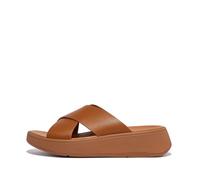 Fitflop Women's F-Mode Leather Flatform Cross Slides Wedge Sandal, bronzage clair, 37.5 EU