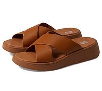 Fitflop Femme F-Mode Leather Flatform Cross Slides Sandale, Bronzage Clair, 39 EU